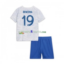 Frankrike Matchtröja Benzema 19 Borta VM 2022 Kortärmad ,Fotbollsställ Barn