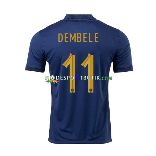 Frankrike Matchtröja Dembele 11 Hemma VM 2022 Kortärmad ,Herr