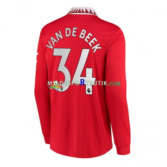 Manchester United Matchtröja Donny van de Beek 34 Hemma 2022-23 Långärmad ,Herr