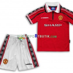 Manchester United Matchtröja Retro Hemma 1998-1999 Kortärmad ,Fotbollsställ Barn