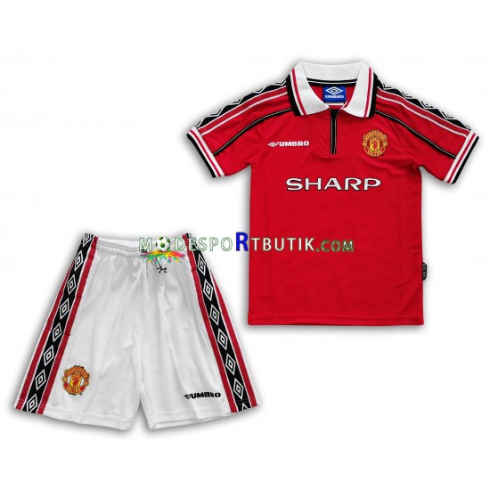 Manchester United Matchtröja Retro Hemma 1998-1999 Kortärmad ,Fotbollsställ Barn