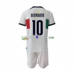 Portugal Matchtröja Bernardo 10 Borta VM 2022 Kortärmad ,Fotbollsställ Barn