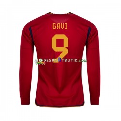 Spanien Matchtröja Gavi 9 Hemma VM 2022 Långärmad ,Herr