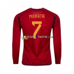 Spanien Matchtröja MORATA 7 Hemma VM 2022 Långärmad ,Herr