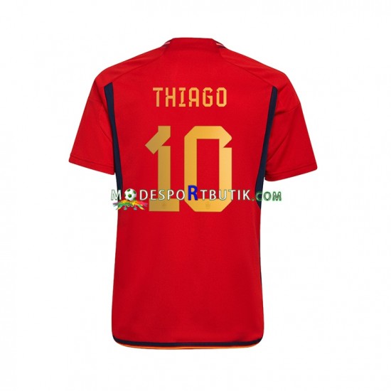 Spanien Matchtröja Thiago 10 Hemma VM 2022 Kortärmad ,Herr